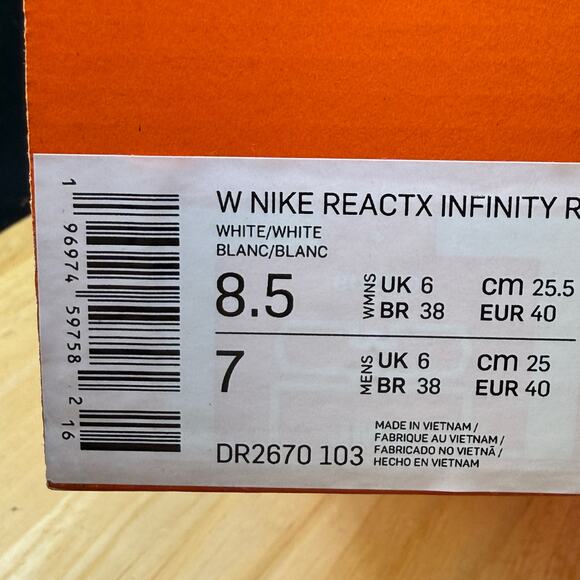 Nike Wmns ReactX Infinity Run 4 ‘Triple White’ DR2670 103 Size 8.5 - Picture 10 of 10